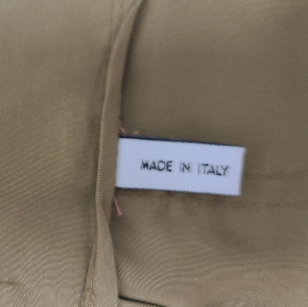 Moschino Cheap & Chic 100% Silk Short Puff Sleeve Safari Top in Mocha Khaki Sz M - Picture 7 of 14
